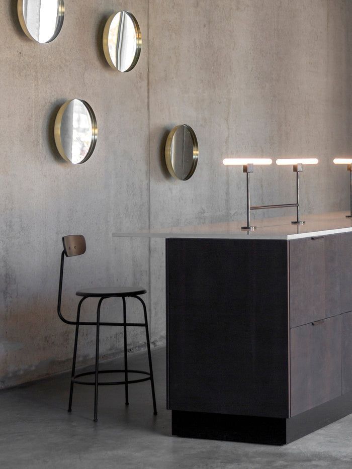 Барный стул Afteroom Counter Chair Black Leather Black Base h92