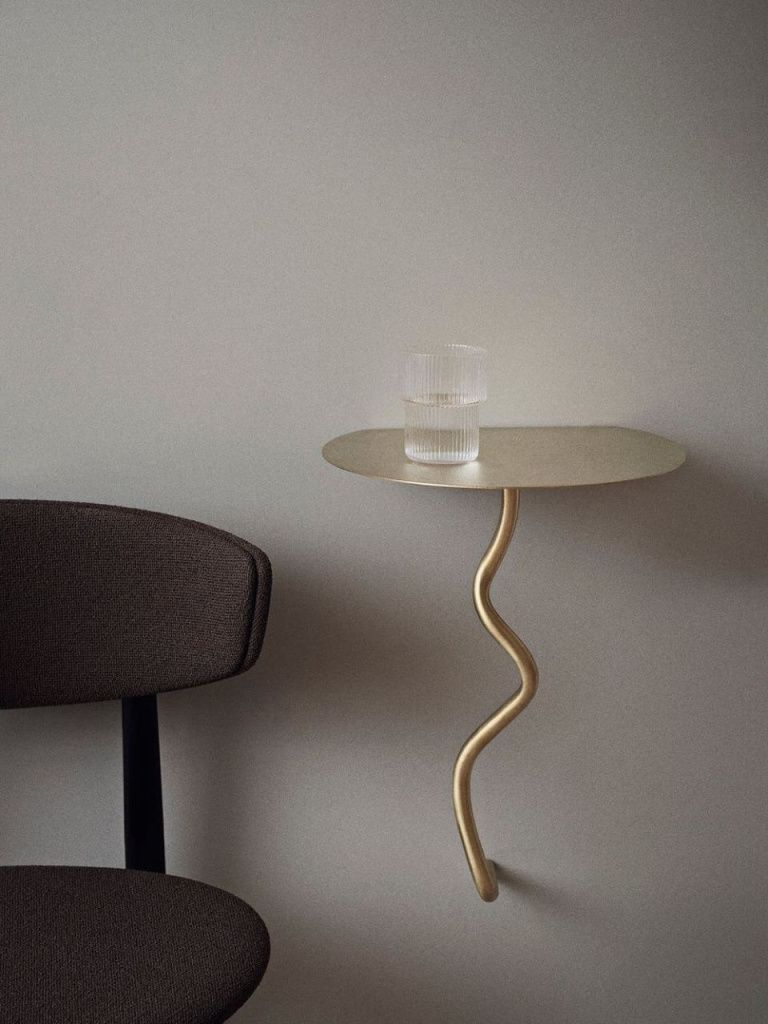 Столик настенный Curvature Wall Table Brass