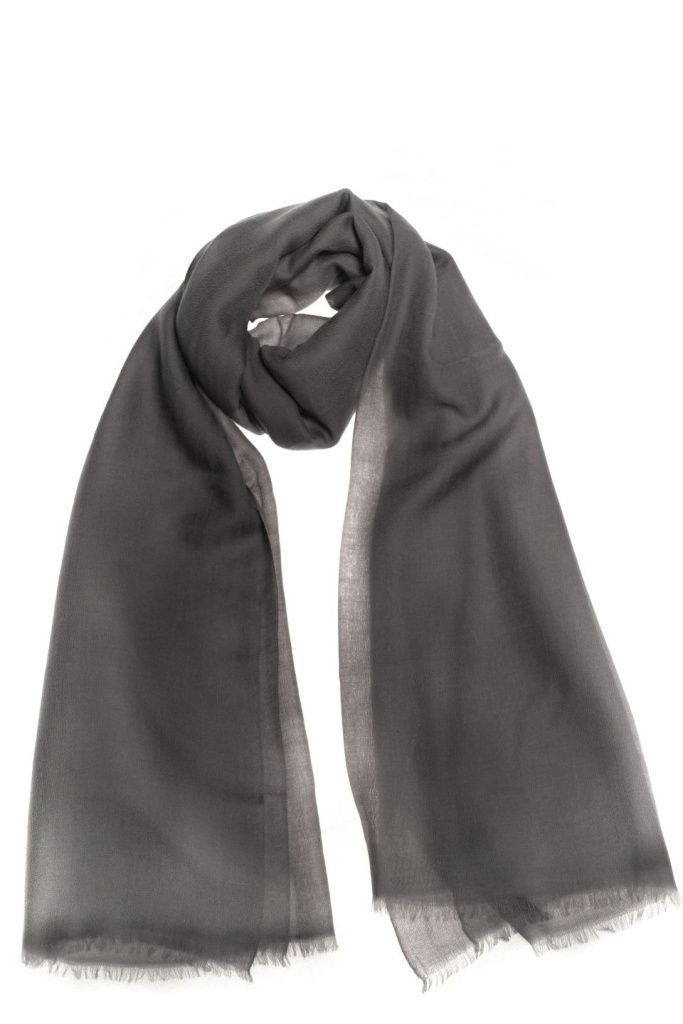 Кашемировый палантин Кайлаш ручной работы в цвете серый камень