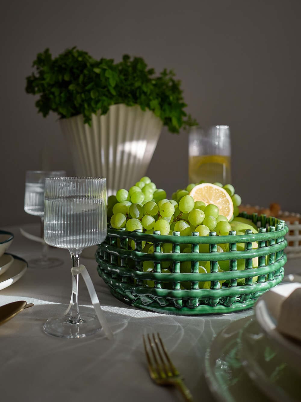 Корзина керамическая Ceramic Centrepiece Emerald Green