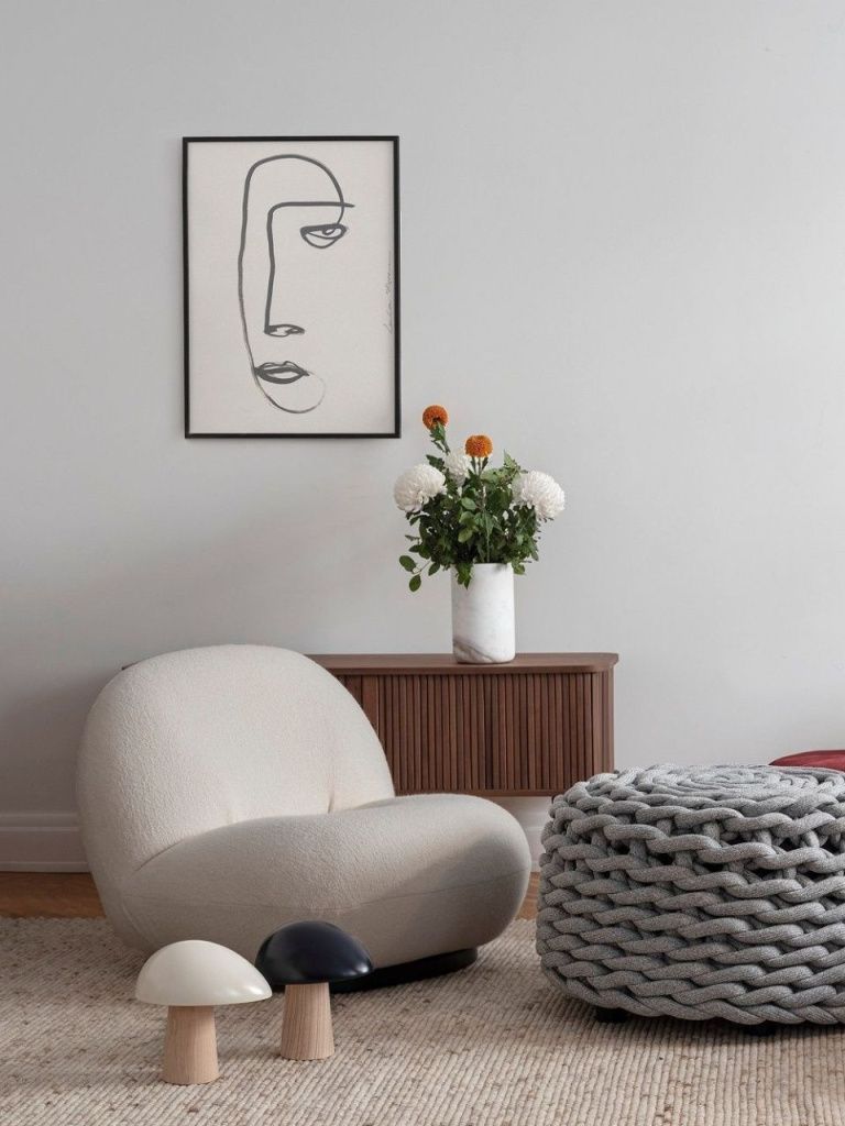 Кресло Pacha Lounge Chair Harp 24 Ivory Black Base