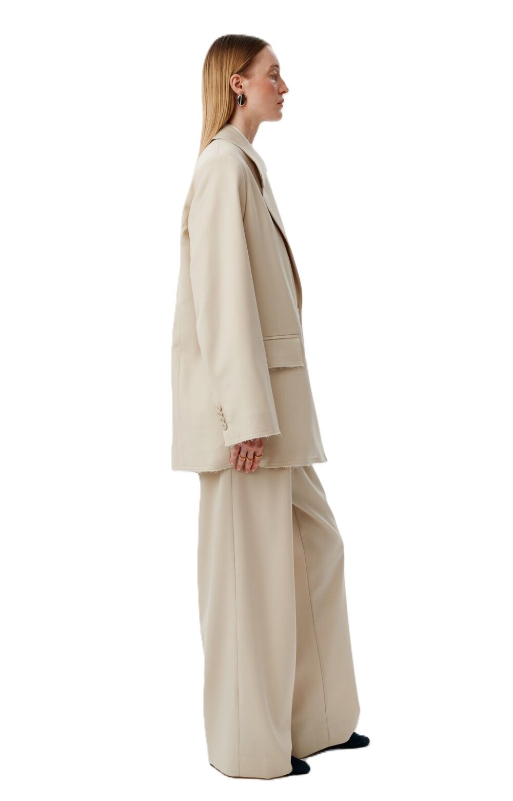 Блейзер с открытыми швами бежевый, S