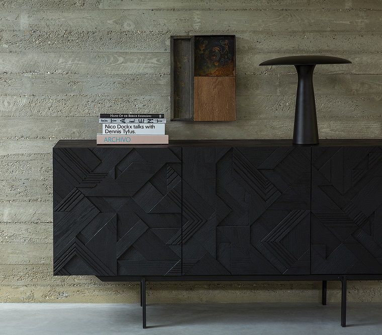 Комод Teak Graphic Black Sideboard