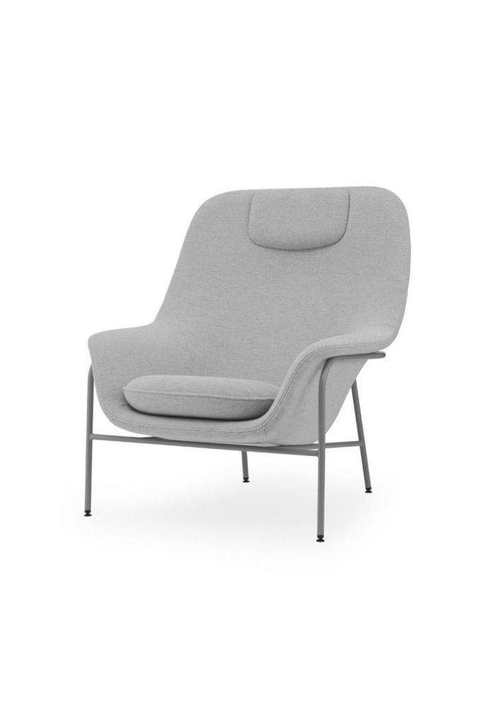 Кресло Drape Lounge Chair High W. Headrest Grey Steel Hallingdal