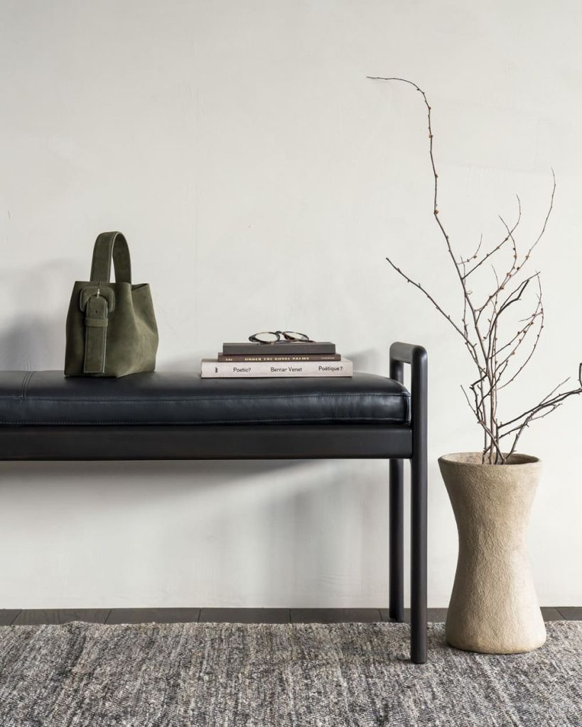 Скамья Jack Bench Mahogany Dark Brown Black Leather