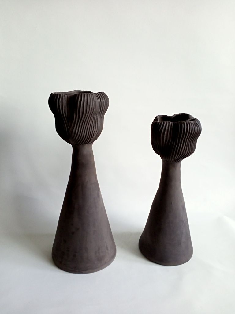 Ваза керамическая Черный Цветок Средняя