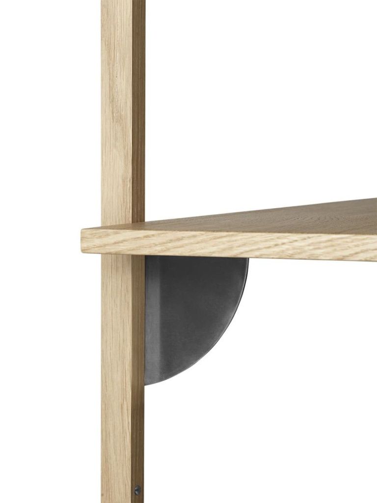 Стеллаж Sector Shelf Triple Wide Natural Oak/Black Brass