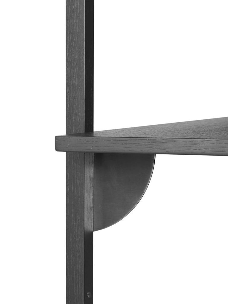 Стеллаж Sector Shelf Triple Narrow Black Ash/Black Brass