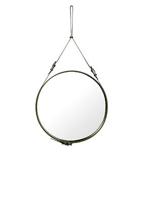 Зеркало Adnet Wall Mirror Circular Black Leather Ø58