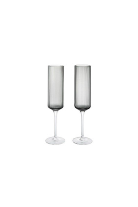 Бокалы для шампанского Ripple Champagne Flutes Smoked Grey