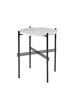 Столик TS Side Table Round White Carrara Marble Black Ø40
