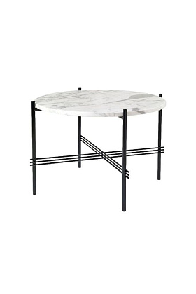 Столик TS Coffee Table Round White Carrara Marble Black Ø55