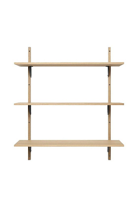 Стеллаж Sector Shelf Triple Wide Natural Oak/Black Brass