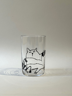 Стакан хрустальный из серии Коты - 2, авторская работа