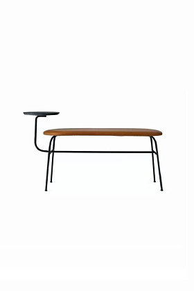 Скамья Afteroom Bench Cognac Leather Black Marble Top
