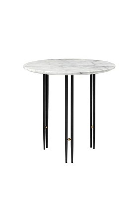 Столик IOI Side Table Round White Carrara Marble Black Ø50
