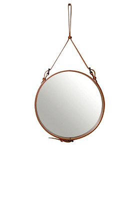 Зеркало Adnet Wall Mirror Circular Tan Leather Ø58