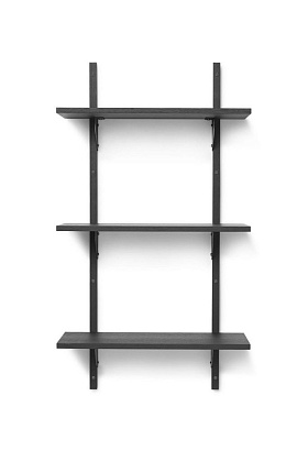 Стеллаж Sector Shelf Triple Narrow Black Ash/Black Brass