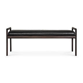 Скамья Jack Bench Mahogany Dark Brown Black Leather