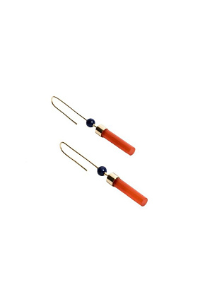 Серьги Una из золота с ониксом и содалитом